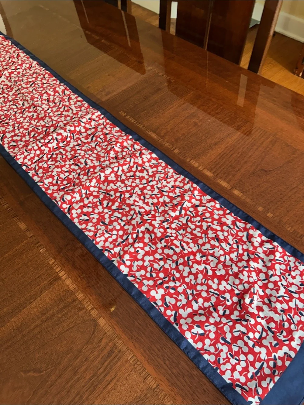 Red, Navy & White Patterned Women's Scarf 10“ x 51“